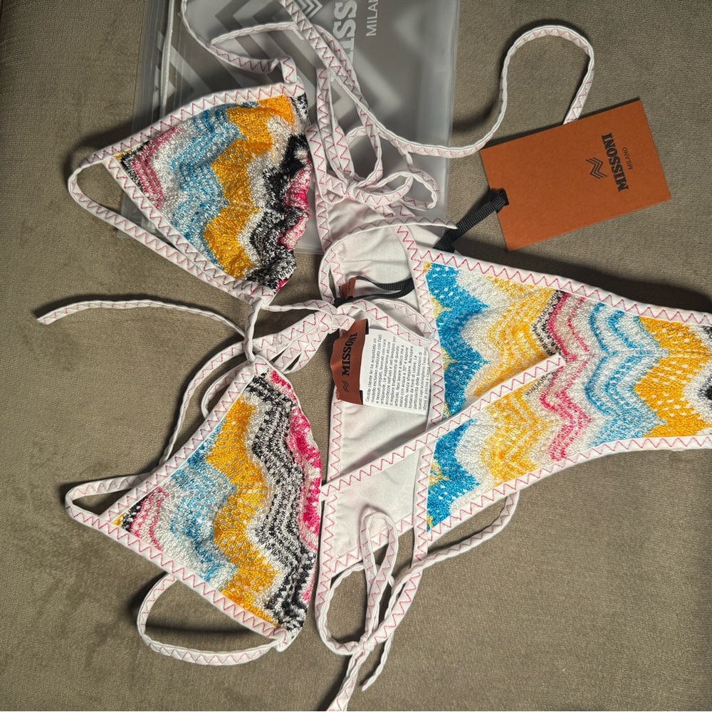 Missoni Zigzag Crochet Bikini in Multicolor Size IT 38 (US XS/S)